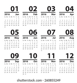 2016 calendar simple design