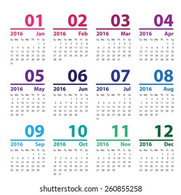 2016 calendar simple design