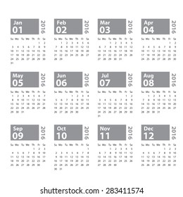 2016 calendar simple design