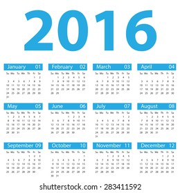 2016 calendar simple design