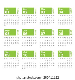 2016 calendar simple design