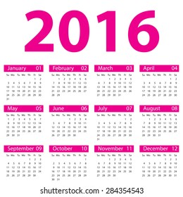 2016 calendar simple design