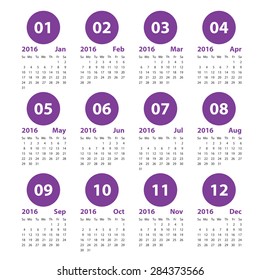 2016 calendar simple design