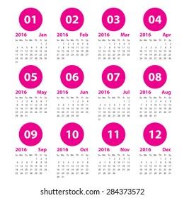 2016 calendar simple design