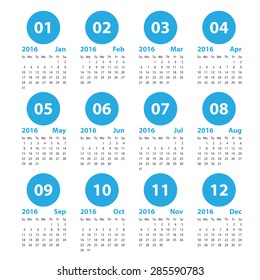 2016 calendar simple design