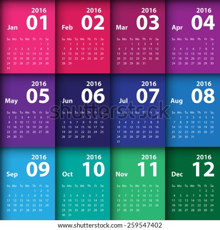 2016 calendar simple design