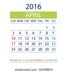 2016 calendar simple design ART vector date  template month 