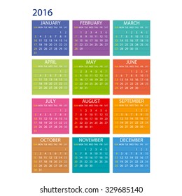 2016 calendar simple design ART vector date  template month 