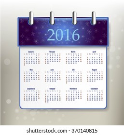 2016 calendar simple design ART vector date template month