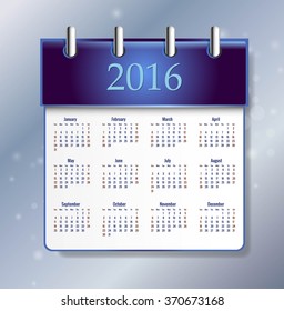 2016 calendar simple design ART vector date template month