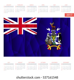 2016 Calendar. South-Georgia Country Flag. Happy new Year calendar template. Vector illustration