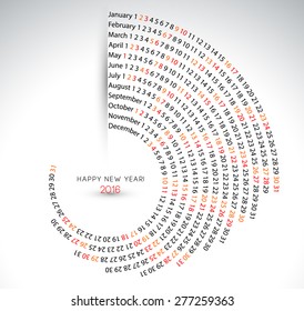 2016 calendar, spiral illustration, calendar cover template