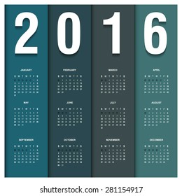 2016 calendar in the style of colorful card pattern - vector illustration