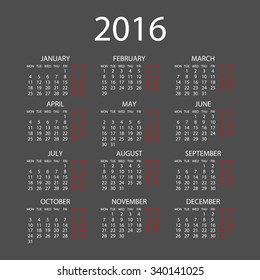 2016 calendar in the style of colorful card pattern - vector illustration art