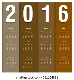 2016 calendar in the style of earthy background card pattern - vector illustration