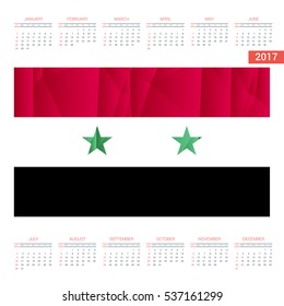 2016 Calendar. Syria Country Flag. Happy new Year calendar template. Vector illustration