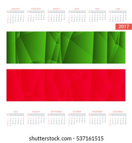 2016 Calendar. Tatarstan Country Flag. Happy new Year calendar template. Vector illustration