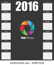 2016 calendar template brochure business design. Vector illustration.