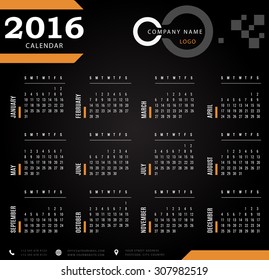 2016 calendar template for companies and private use