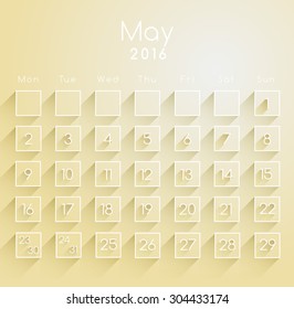 2016 Calendar Template : May :  Vector Illustration