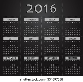 2016 calendar template for office and private use - simple design