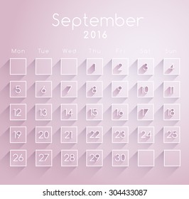 2016 Calendar Template : September : Vector Illustration
