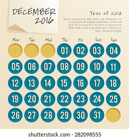 2016 Calendar Template : Vector Illustration