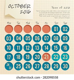 2016 Calendar Template : Vector Illustration