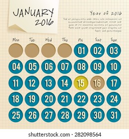 2016 Calendar Template : Vector Illustration