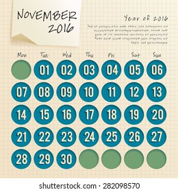 2016 Calendar Template : Vector Illustration