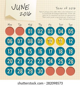 2016 Calendar Template : Vector Illustration