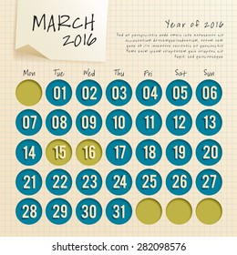 2016 Calendar Template : Vector Illustration