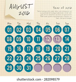 2016 Calendar Template : Vector Illustration