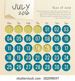 2016 Calendar Template : Vector Illustration