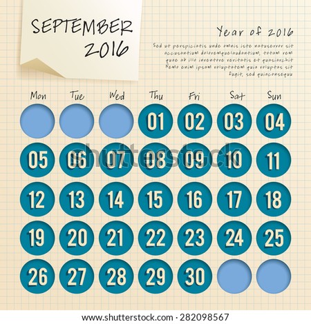 2016 Calendar Template : Vector Illustration