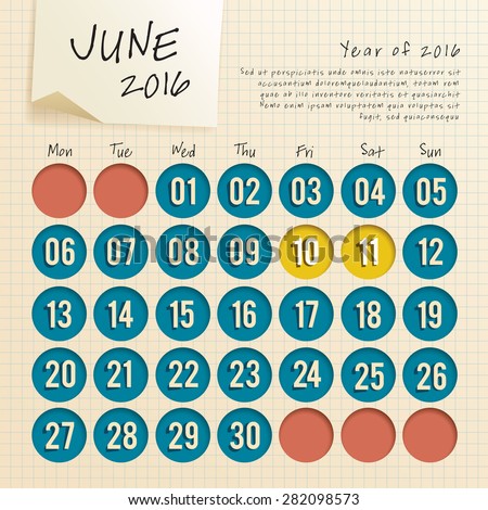 2016 Calendar Template : Vector Illustration
