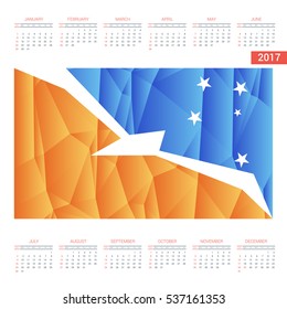 2016 Calendar. Tierra-del-Fuego-province-Argentina Country Flag. Happy new Year calendar template. Vector illustration