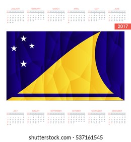 2016 Calendar. Tokelau Country Flag. Happy new Year calendar template. Vector illustration