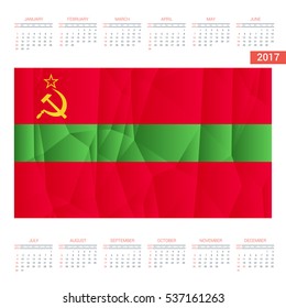 2016 Calendar. Transnistria Country Flag. Happy new Year calendar template. Vector illustration