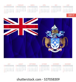 2016 Calendar. Tristan-da-Cunha Country Flag. Happy new Year calendar template. Vector illustration