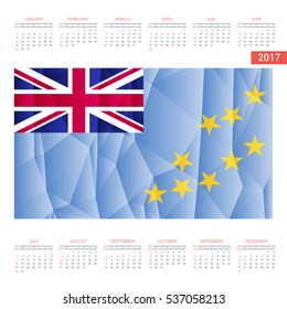2016 Calendar. Tuvalu Country Flag. Happy new Year calendar template. Vector illustration