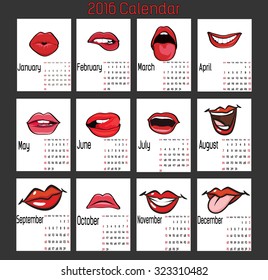 2016 calendar in us style, start on sunday, each month with individual table. 
