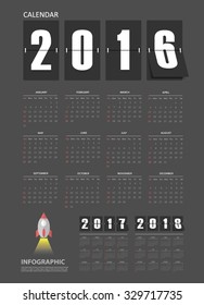 2016 Calendar, vector eps10.