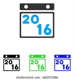 2016 Calendar vector icon. Illustration style is a flat iconic colored symbol with different color versions.