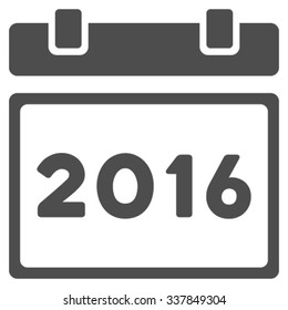 2016 Calendar vector icon. Style is flat symbol, gray color, rounded angles, white background.