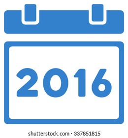 2016 Calendar vector icon. Style is flat symbol, cobalt color, rounded angles, white background.