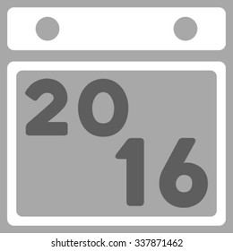2016 Calendar vector icon. Style is bicolor flat symbol, dark gray and white colors, rounded angles, silver background.