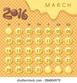 2016 Calendar In Wafer Background