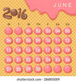 2016 Calendar In Wafer Background