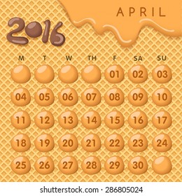 2016 Calendar In Wafer Background